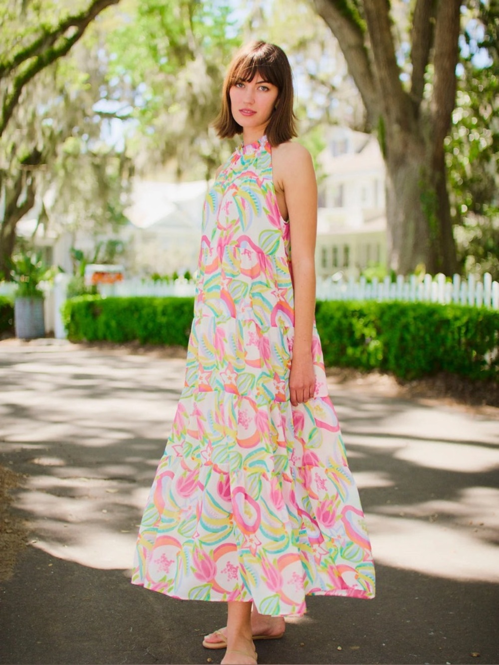 Michelle McDowell Floral Tiered Maxi BETHANY DRESS COPACABANA WHITE small